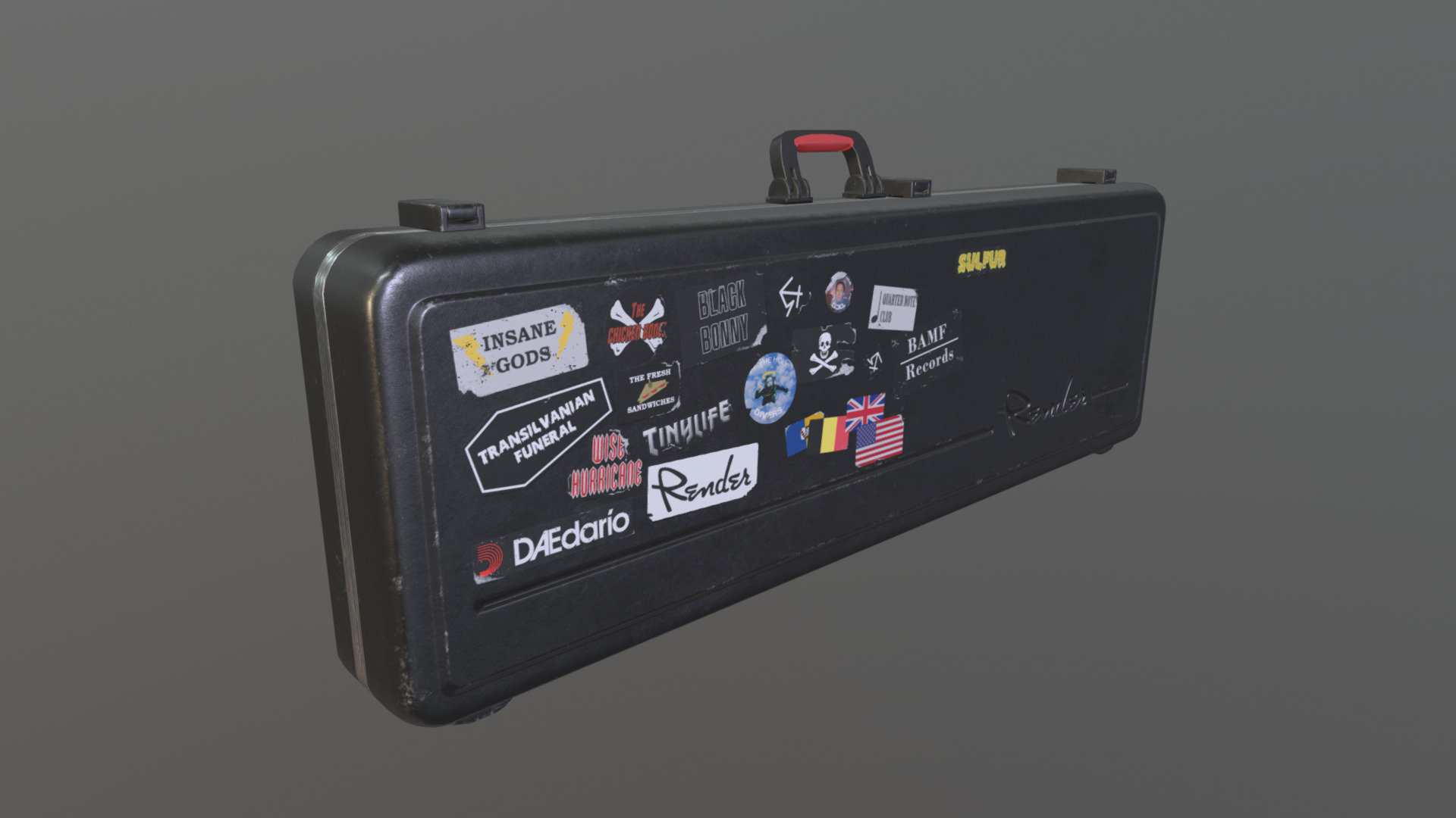 A guitar case i made for a school assignment, based of a fender case 3d model