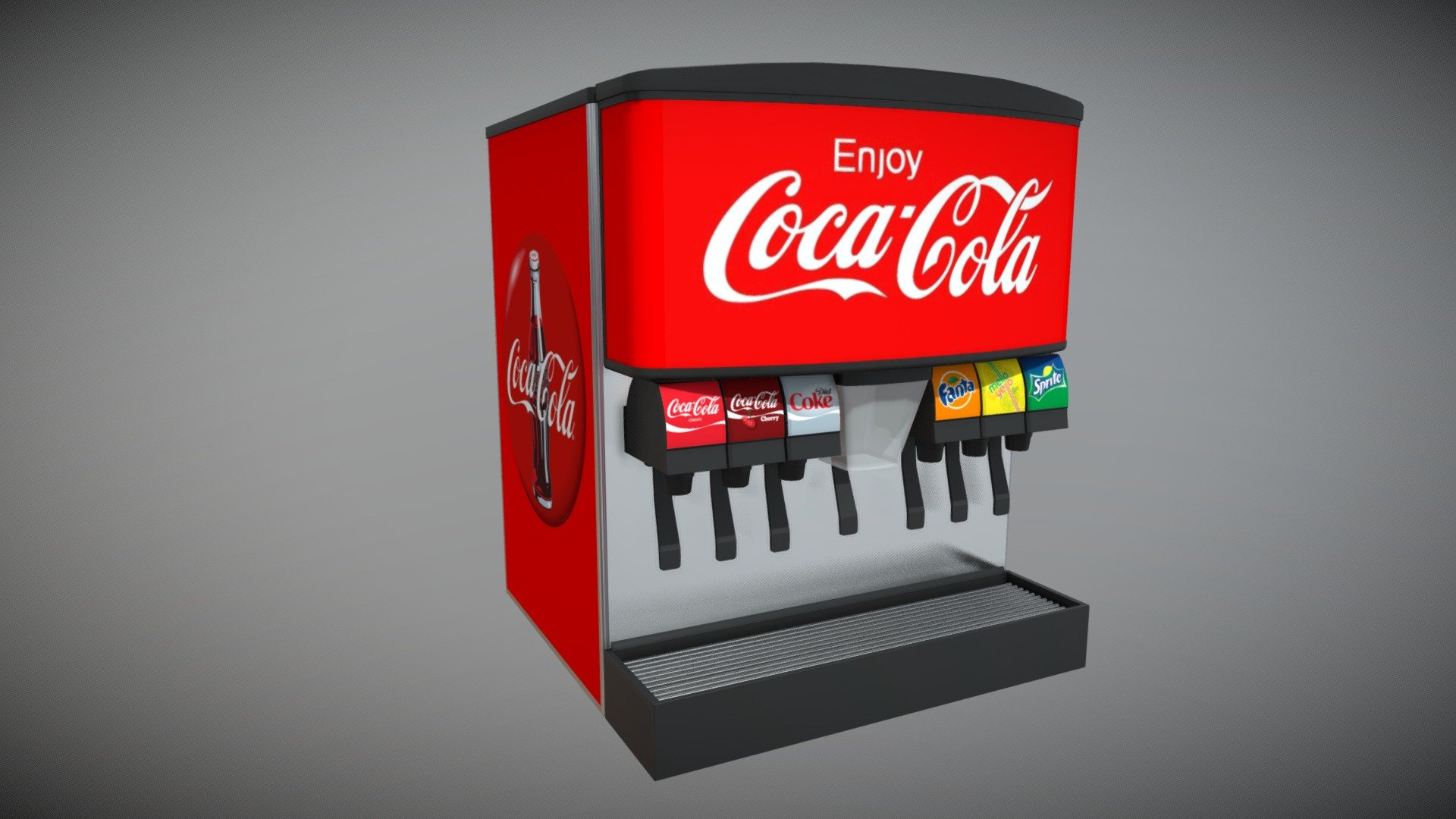 Created a Coca-Cola themed Soda Fountain machine. Really happy with how this turned out 3d model