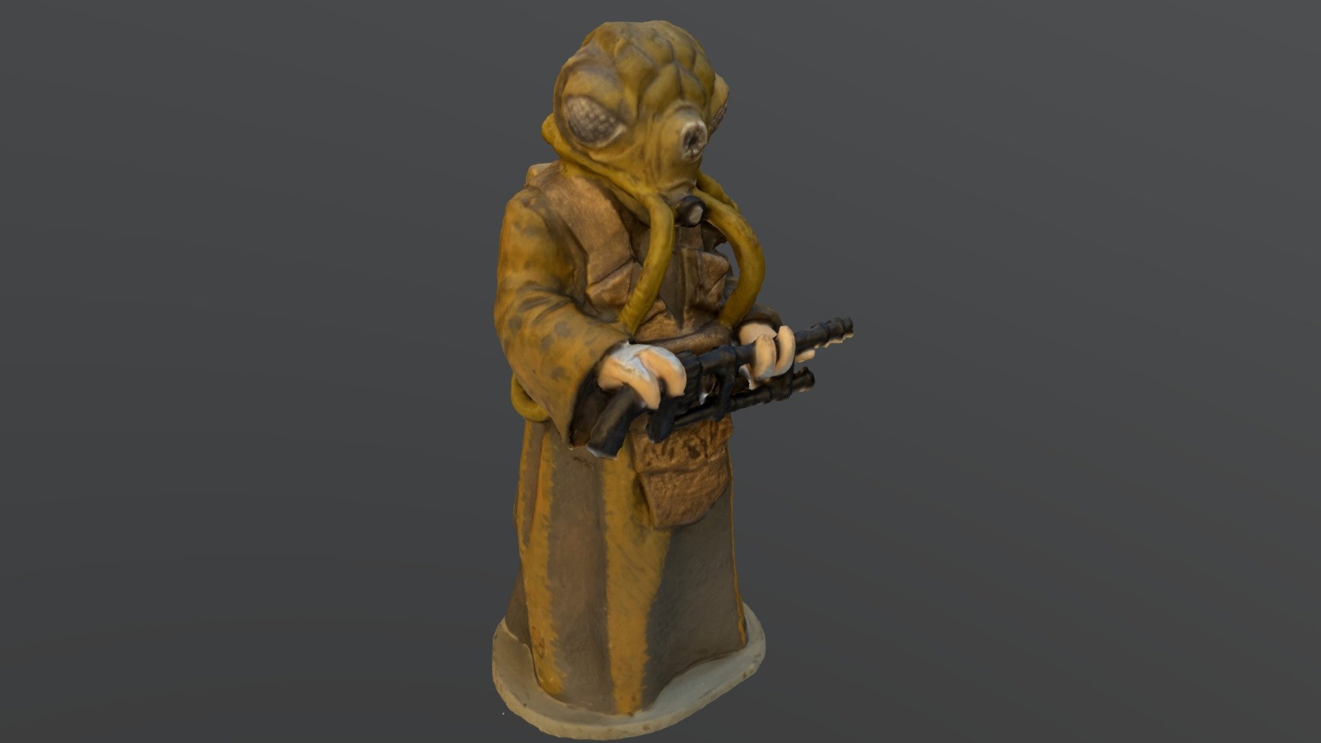 A miniature lead statue of Zuckuss, a character from the Star Wars franchise, captured with RealityScan photogrammetry software 3d model