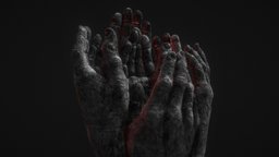 Hand Sculpture cracked, aged, stone, zbrush, sculpture, hand, wethered