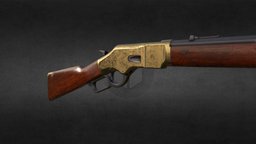 Winchester M1866 rifle, winchester, american, leveraction, 1866, lever-action, weapon, pbr, usa, gun