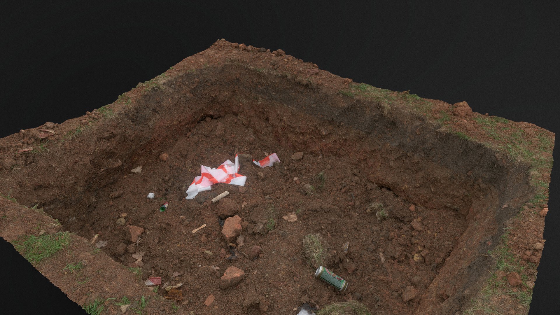 Construction dig site excavation street reconstruction ground earth work, construction site survey, grave hole, heap of clay mud

Raw photogrammetry scan (300x36MP), 3x8K texture - Red soil dig site - Buy Royalty Free 3D model by matousekfoto 3d model
