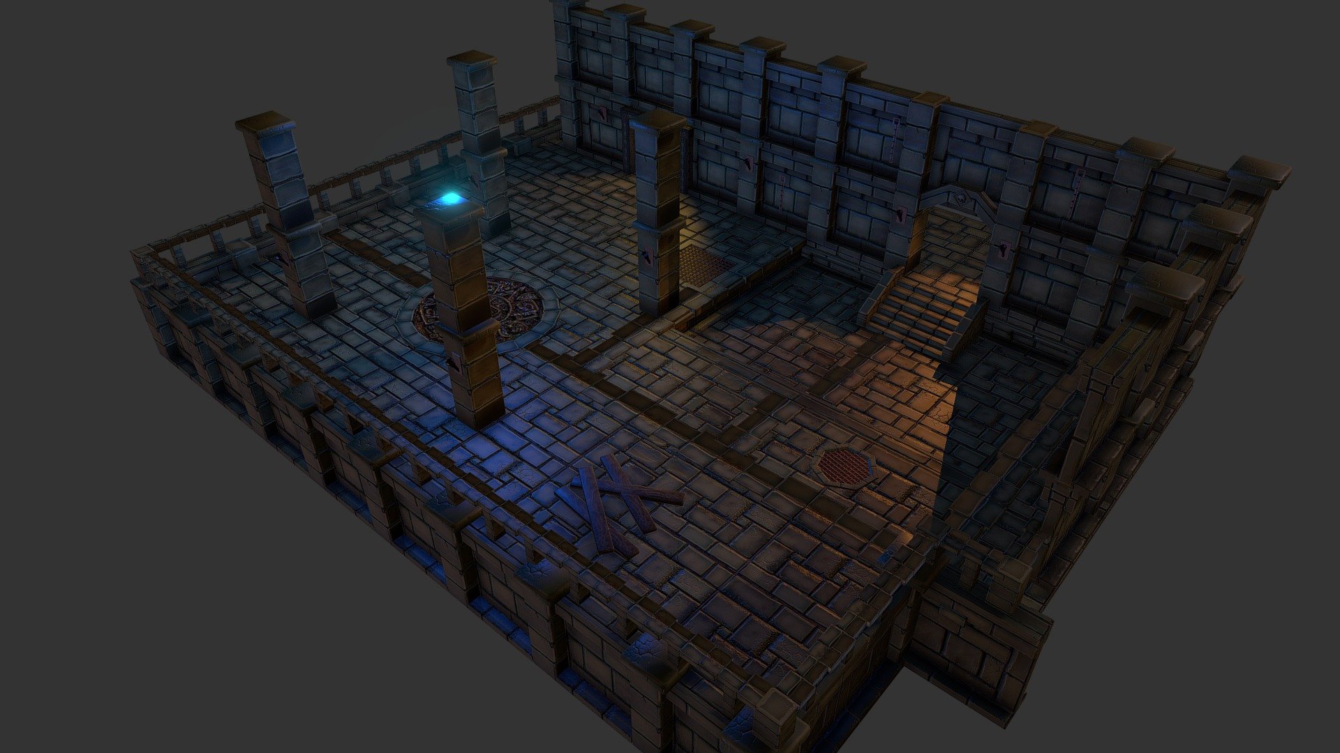 A modular design enables you to build your own seamless dungeon with countless rooms and passageways of different sizes and proportions.  The model size is kept to a minimum with a 2048 pbr material applied to all pieces.

if you want the fbx here it is. Click on the link below.
https://drive.google.com/open?id=1m_vM0nvHwI7Lgghty6NXBaVlB-kGv_9L - Modular Myan Inspired Dungeon - Download Free 3D model by Rakshaan 3d model