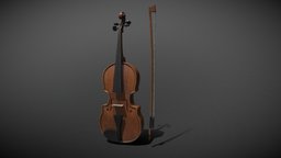 Old Violin & Bow violin, prop, marmosettoolbag3, maya, game, substance-painter