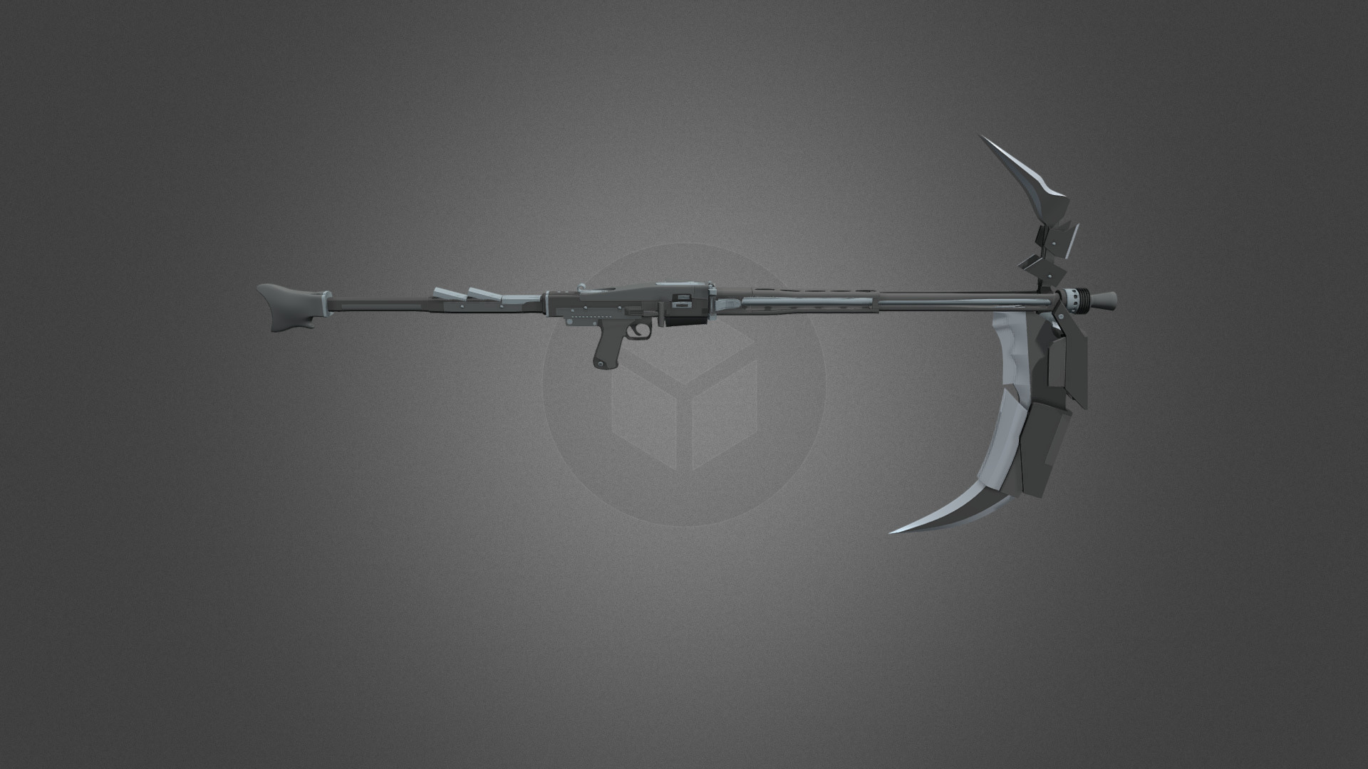 A commissioned weapon based off of the animated show RWBY by Roosterteeth. 

Weapon designed, modeled and animated by DenalCC1010, with original design and creative direction from natedog4043 ( www.deviantart.com/natedog4043 )

Created using Blender ( www.blender.org/ )

Please do not use without permission 3d model