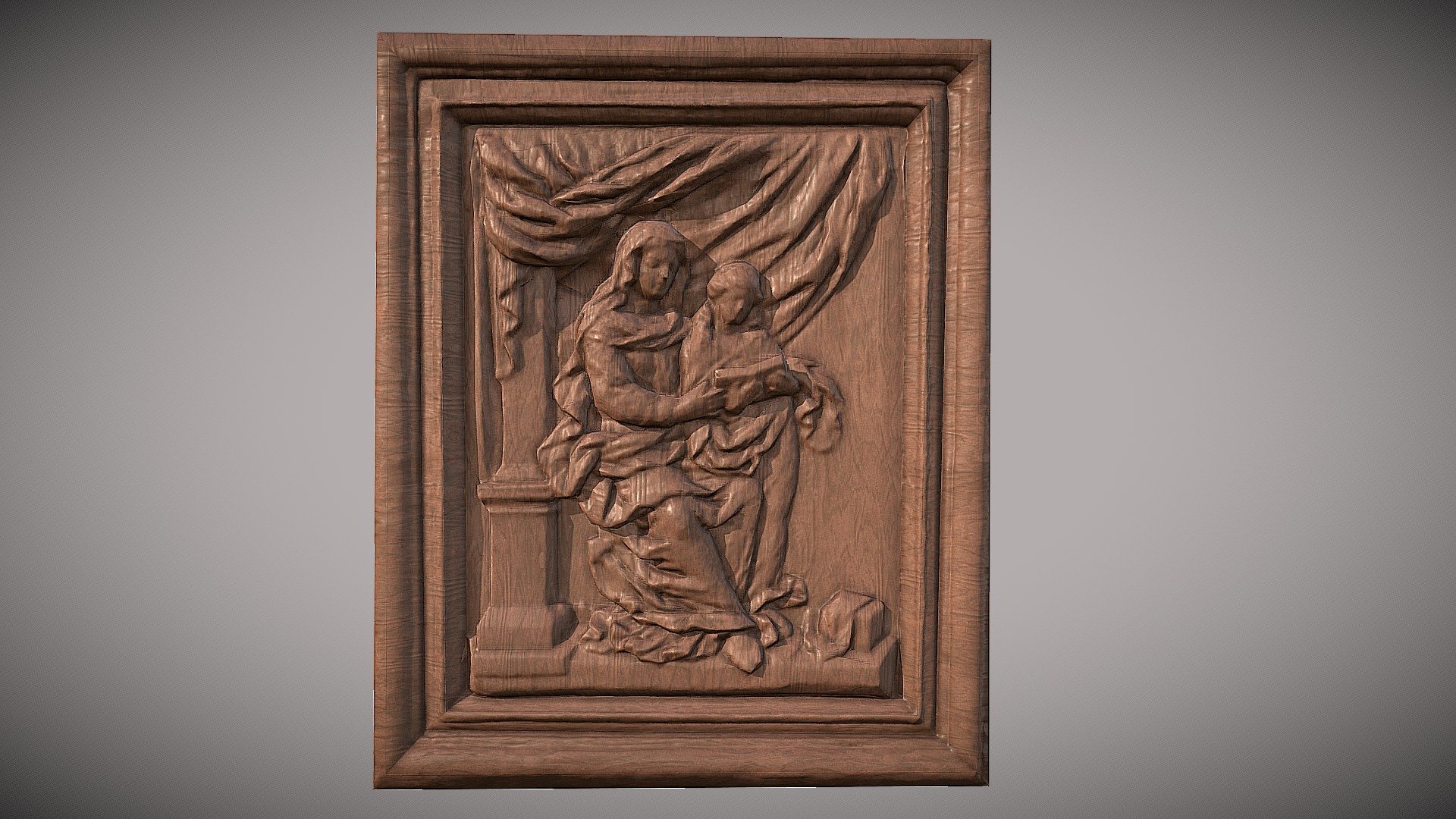 Low Poly gameready asset made from scan model of  a wooden frame bas-relief . Including 4k PBR textures - Wooden Frame Bas-Relief - Buy Royalty Free 3D model by Léonard_Doye / Leoskateman (@leoskateman) 3d model