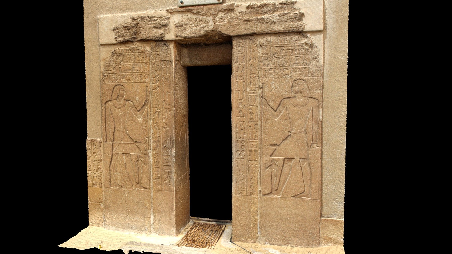 Entrance to the Mastaba of Mereruka in the necropolis of Saqqara, Egypt.  Mereruka was a vizer of Egypt during Dynasty VI.

Created from 47 photographs (Canon EOS Rebel T5i, 18MP) using Metashape 1.5.1.  Photographed March 16, 2019 3d model