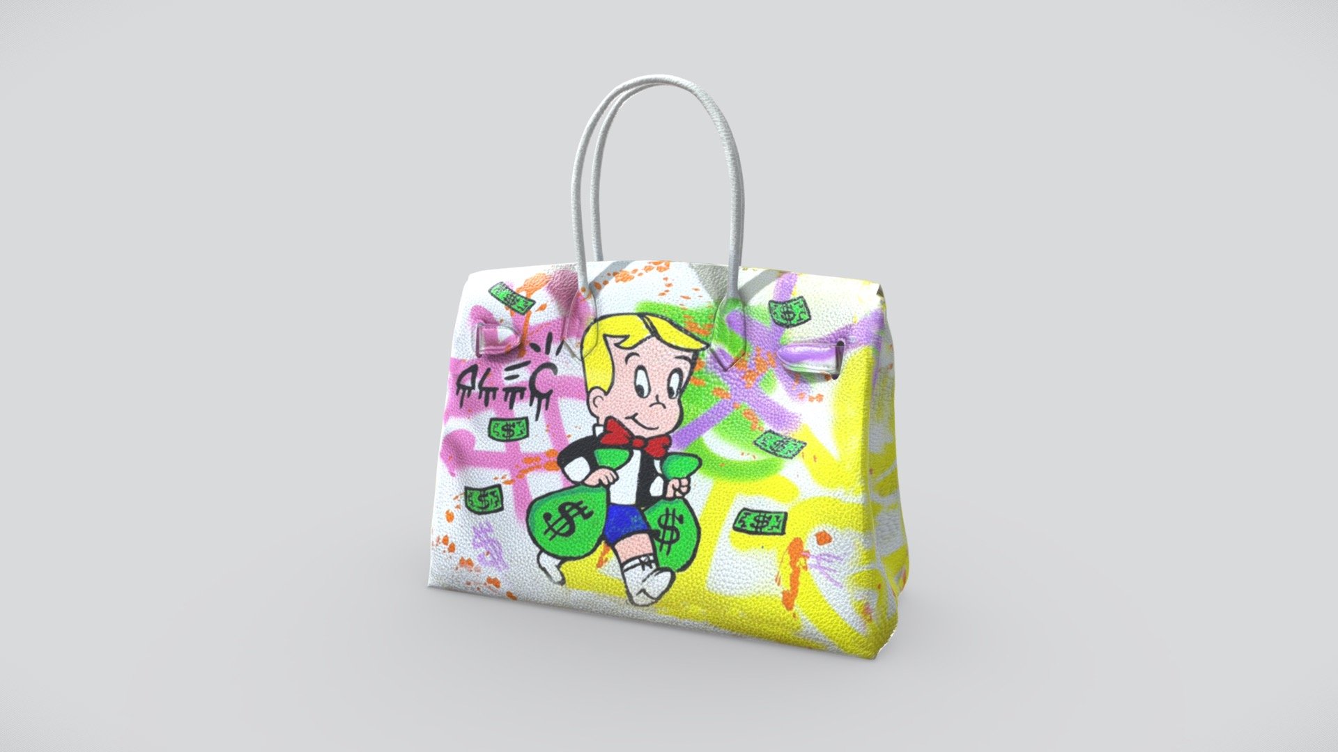Alec Monopoly X Hermes Bag with prints. 3D model.  This bag was created in Marvelous Desgin. 

Licence: You are free to use this model in any of your projects. Please remember to credit Virtual Rugs and subscribe for more upcoming 3d models coming soon - Alec Monopoly X Hermes Bag - 3D model by virtualrags 3d model