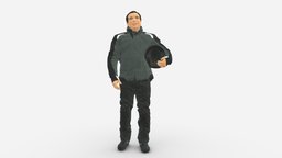 Man In Motorcycle Clothes 0089 style, people, fashion, motorcycle, biker, miniatures, realistic, success, character, 3dprint, model, man
