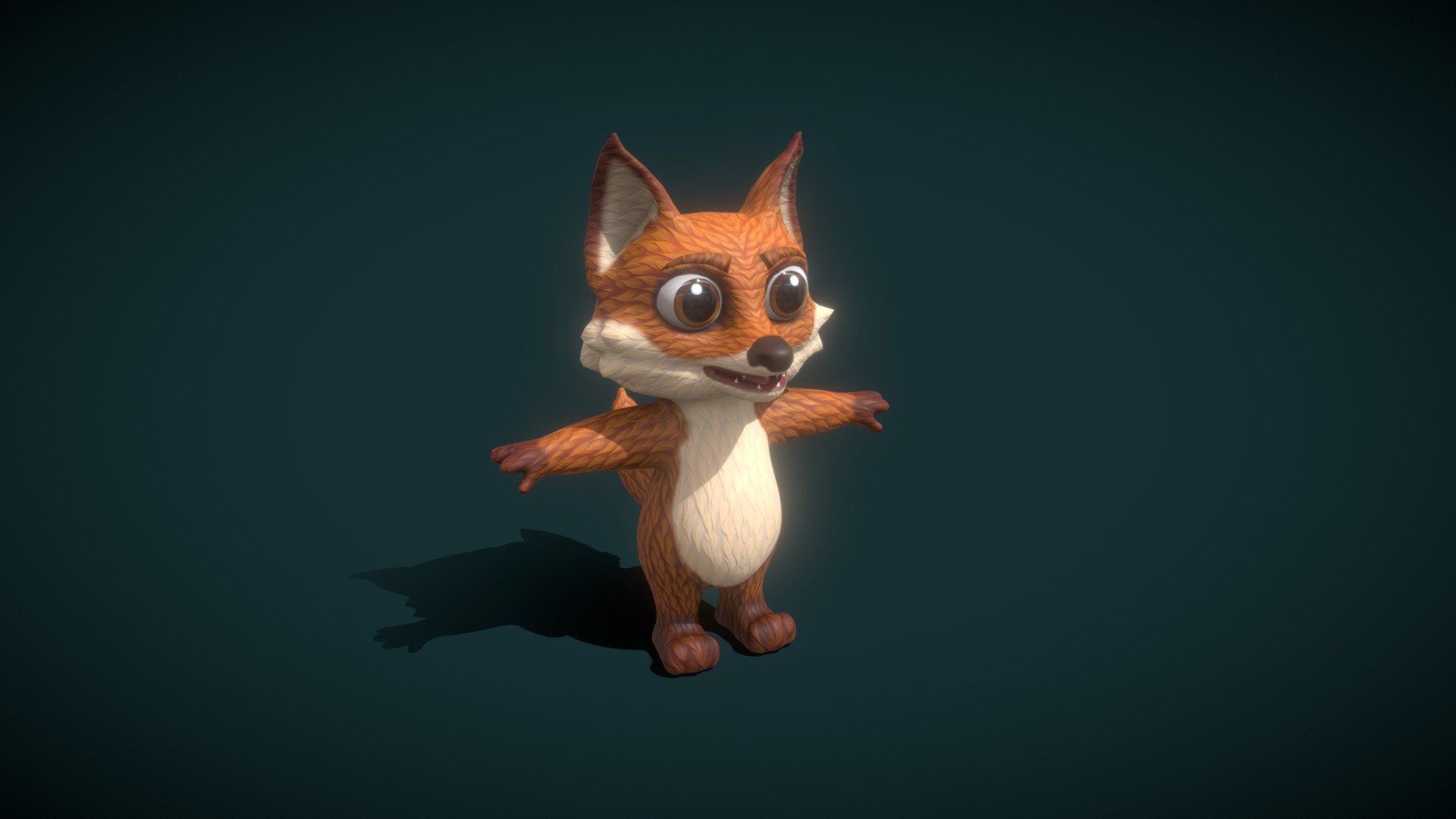 Cartoon Fox Rigged 3D Model is completely ready to be used in your games, animations, films, designs etc.  

All textures and materials are included and mapped in every format. The model is completely ready for visualization in any 3d software and engine.  

Technical details:  




File formats included in the package are: FBX, OBJ, GLB, ABC, DAE, PLY, STL, BLEND, gLTF (generated), USDZ (generated)

Native software file format: BLEND

Render engine: Eevee

Polygons: 10,284

Vertices: 9,863

Textures: Color, Metallic, Roughness, Normal, AO

All textures are 2k resolution

The model is rigged

We have another model with animations

Only following formats contain rig: BLEND, FBX, GLTF/GLB
 - Cartoon Fox Rigged 3D Model - Buy Royalty Free 3D model by 3DDisco 3d model