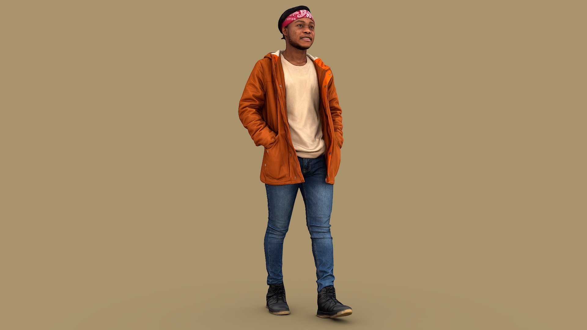 Follow us on Instagram✌🏼

✉️ A young guy with a smile on his face walks forward. He is wearing a warm orange jacket, blue skinny jeans, black sneakers and a bandana on his head.

🦾 This model will be an excellent mid-range participant. It does not need to be very close and try to see the details, it reveals and demonstrates its texture as much as possible in case of a certain distance from the foreground.

⚙️ Photorealistic Casual Character 3d model ready for Virtual Reality (VR), Augmented Reality (AR), games and other real-time apps. Suitable for the architectural visualization and another graphical projects. 50 000 polygons per model.

QAJL38 - Forward with Smile - 3D model by kanistra 3d model