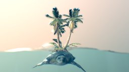 Hanu (Animated) trees, turtle, palm, summer, swimming, kitbash, test