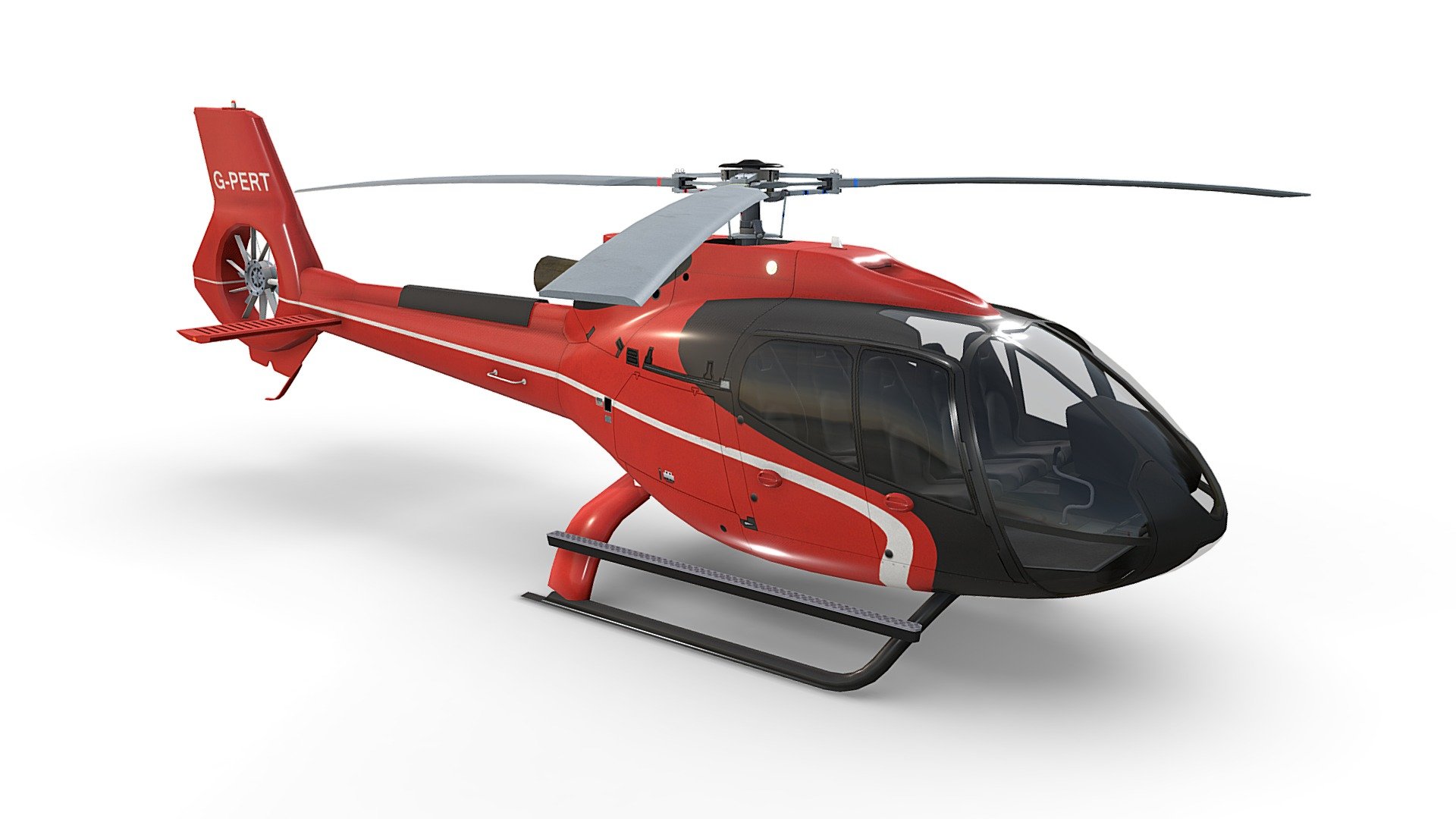 Generic Helicopter Airbus H130 Livery 15. Game ready, realtime optimized Airbus Helicopter H130 with high visual accuracy. Both PBR workflows ready native 4096 x 4096 px textures. Clean lowpoly mesh with 4 preconfigured level of details LOD0 19710 tris, LOD1 10462 tris, LOD2 7388 tris, LOD3 5990 tris. Properly placed rotors pivots for flawless rotations. Simple capsule built interior that fits perfectly the body. 100% human controlled triangulation. All parts 100% unwrapped non-overlapping. Made using blueprints in real world scale meters. Included are flawless files .max (native 3dsmax 2014), .fbx, and .obj. All LOD are exported seperately and together in each file format 3d model