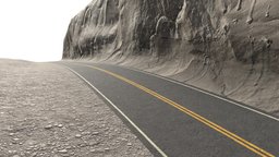 American Road Cliffside terrain, desert, road, street, double-yellow, american-road