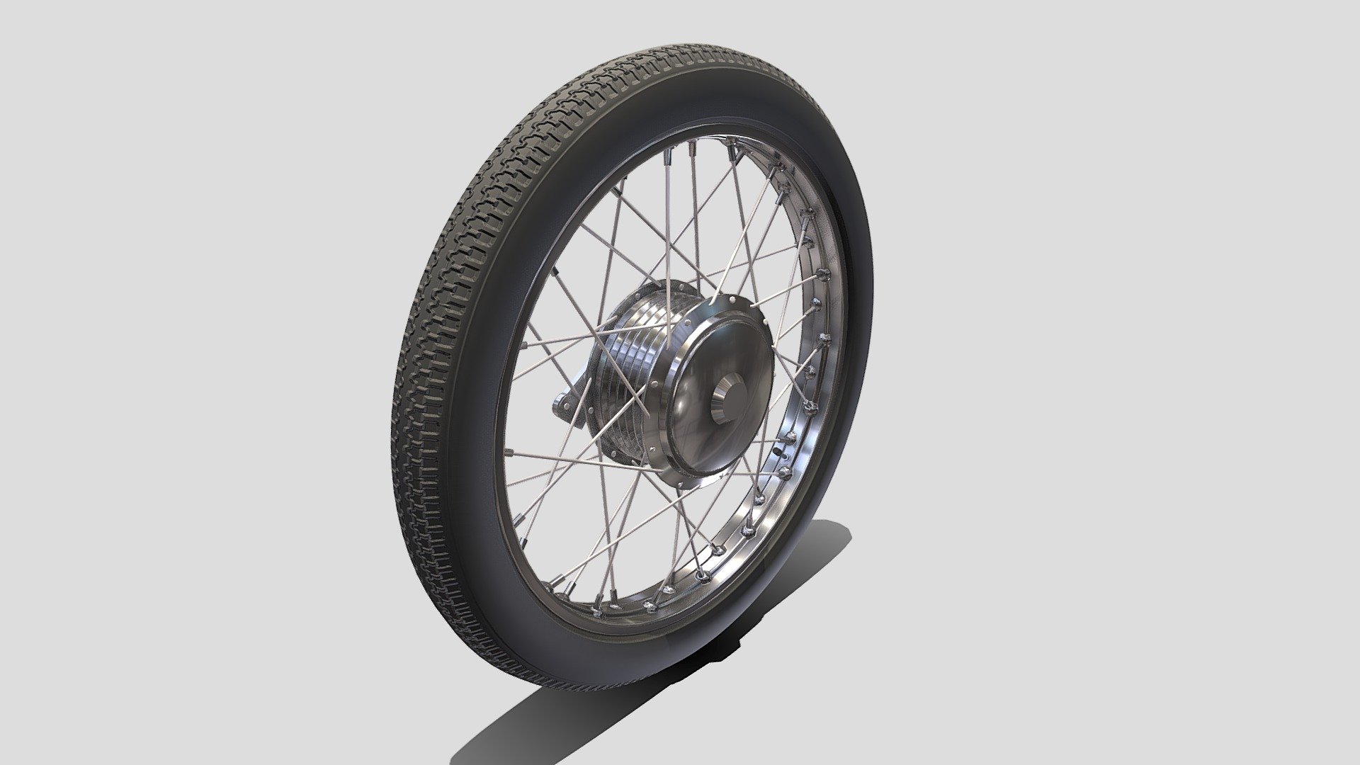 Moped wheel 3d model rendered with Cycles in Blender, as per seen on attached images. 
The 3d model is scaled to original size in Blender.

File formats:
-.blend, rendered with cycles, as seen in the images;
-.obj, with materials applied;
-.dae, with materials applied;
-.fbx, with materials applied;
-.stl;

Files come named appropriately and split by file format.

3D Software:
The 3D model was originally created in Blender 2.8 and rendered with Cycles.

Materials and textures:
The model contains one png image texture for the bump effect.
The models have materials applied in all formats, and are ready to import and render, note that some minimal adjsutments might be needed to look best in the renderer of choice.

Preview scenes:
The preview images are rendered in Blender using its built-in render engine &lsquo;Cycles'.
Note that the blend files come directly with the rendering scene included and the render command will generate the exact result as seen in previews.

Don't forget to rate and enjoy! - Moped wheel low poly - Buy Royalty Free 3D model by dragosburian 3d model
