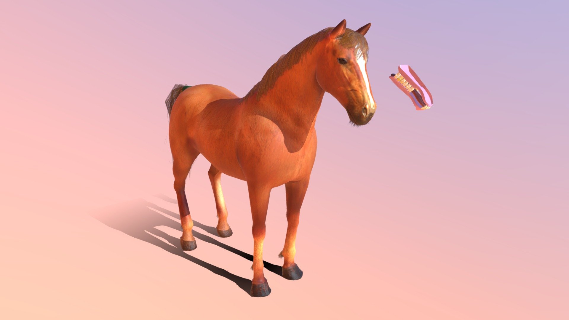 Golden Horse 3d model with denture and tongue - Golden Horse - Buy Royalty Free 3D model by edoomac 3d model