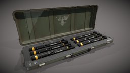 Military style missile crate crate, nuclear, army, gameprop, apocalypse, unrealengine, missle, weaponcrate, scificrate, pbr-texturing, military-gear, substancepainter, weapon, pbr, military, sci-fi, gameasset, gameready, quipment