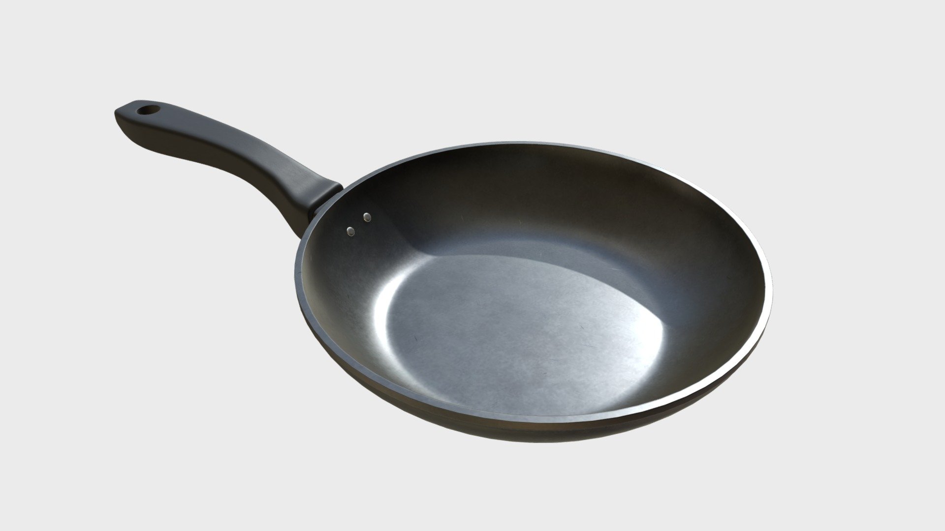 === The following description refers to the additional ZIP package provided with this model ===

Frying pan 3D Model. Production-ready 3D Model, with PBR materials, textures, non overlapping UV Layout map provided in the package.

Quads only geometries (no tris/ngons).

Formats included: FBX, OBJ; scenes: BLEND (with Cycles / Eevee PBR Materials and Textures); other: png with Alpha.

1 Object (mesh), 1 PBR Material, UV unwrapped (non overlapping UV Layout map provided in the package); UV-mapped Textures.

UV Layout maps and Image Textures resolutions: 2048x2048; PBR Textures made with Substance Painter.

Polygonal, QUADS ONLY (no tris/ngons); 16735 vertices, 16676 quad faces (33352 tris).

Real world dimensions; scene scale units: cm in Blender 3.3 (that is: Metric with 0.01 scale).

Uniform scale object (scale applied in Blender 3.3) 3d model