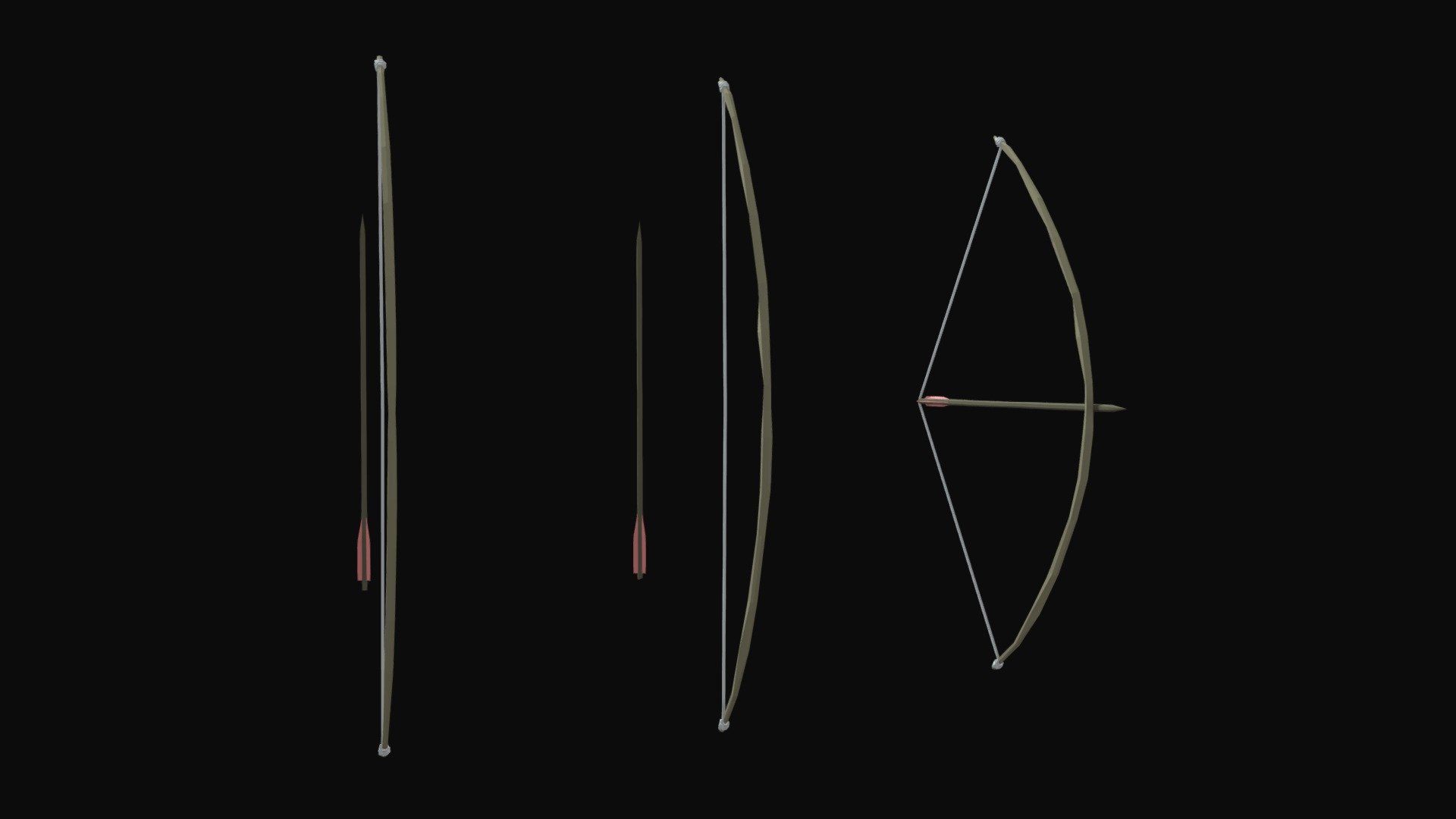 A low poly model of a Bow and Arrow

Rigged for bending and string pulling

Included
2 Bows
2 Arrows

One of the bows and arrows are a cleaner model and look more refined
The other bow and arrow are more primal looking and are less refined

Ideal for for use in games

Tested in unity

Made in blender

Seperate models included in aditional files - Bow And Arrow Low Poly - Buy Royalty Free 3D model by Castletyne 3d model