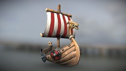 Stylized Drakkar viking, drakkar, semirealistic, hand-painted, ship, pirate, stylized, boat