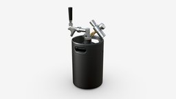 Pressurized Keg System 01 bar, drink, storage, barrel, system, pub, can, aluminum, beverage, beer, head, keg, pressure, brewing, 3d, pbr, container, steel, draught, manometer