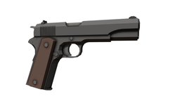 Low-Poly M1911 ww2, action, 45, semi, single, service, m1911, pistol, auto, ww1, 45acp, low, poly, gun, colt, 1911