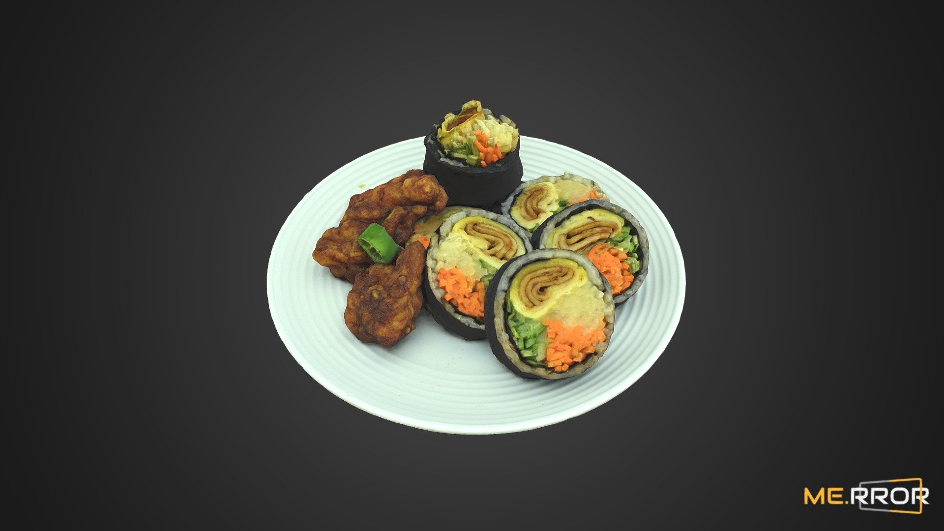 MERROR is a 3D Content PLATFORM which introduces various Asian assets to the 3D world

#3DScanning #Photogrametry #ME.RROR - Korean dish Rice roll Gimbap and Chicken - Buy Royalty Free 3D model by ME.RROR Studio (@merror) 3d model