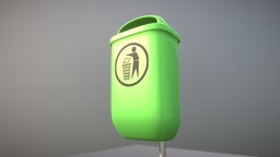 Small Green Plastic Trash Bin For The Street