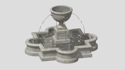 Fountain 04 PBR Realistic garden, exterior, fountain, ornament, spring, moulding, classic, park, pool, outdoor, decor, water, place, statues, asset, game, pbr, low, poly