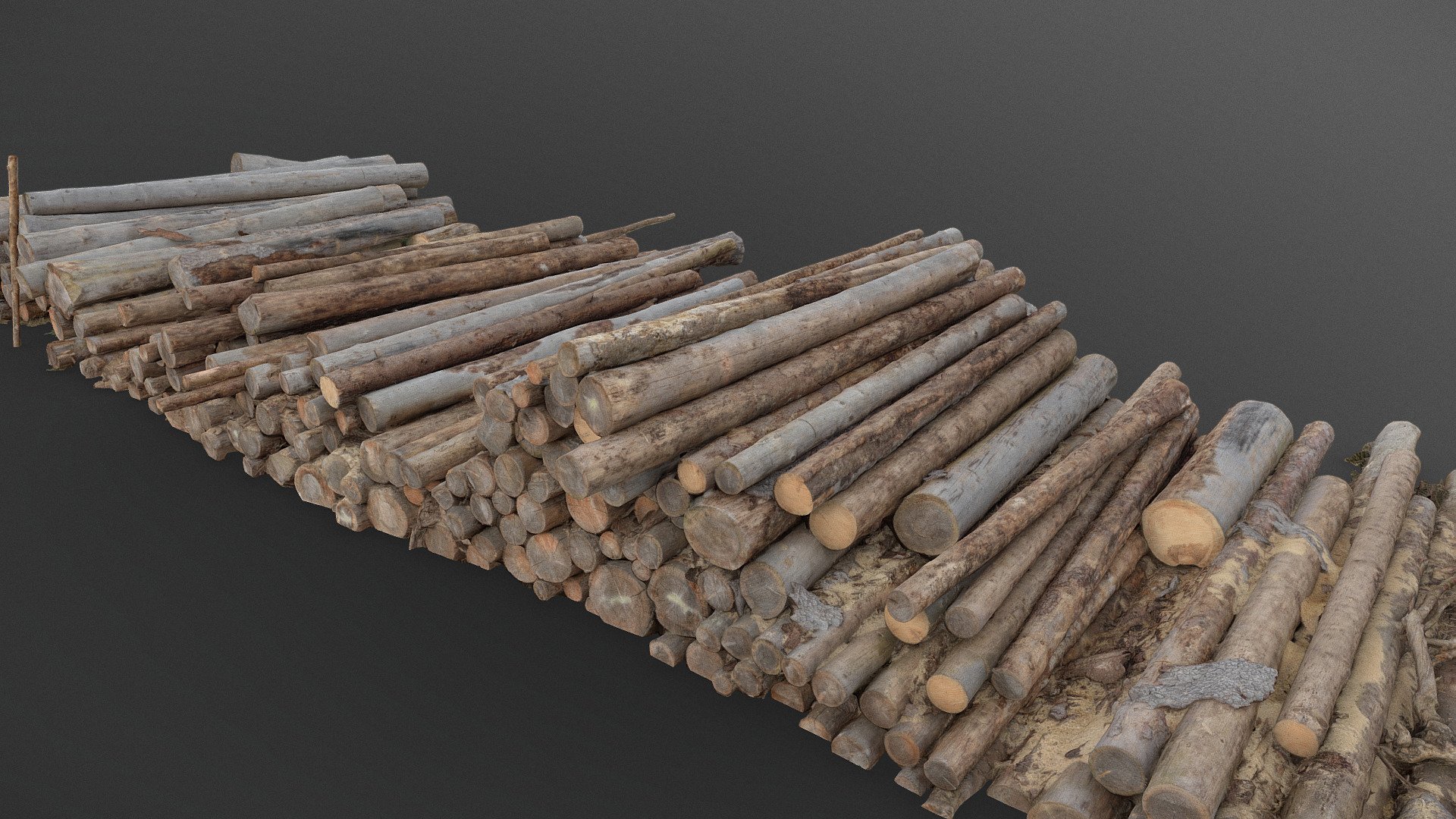 Felled Cut trees pine spruce logs stack stacked heap in forest, isolated trunks logging stacked pile, bark-less wood lumber timber harvesting industry megascan

photogrammetry scan, 5x8K texture + HD normals - Felled trees pine logs stack heap in forest - Buy Royalty Free 3D model by matousekfoto 3d model