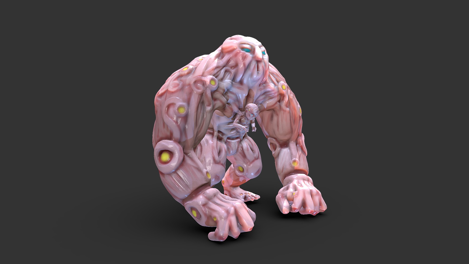 is it a gorilla? a mech? I honestly don't know.. but it now has a parasitic twin!


Zbrush file(seperate bodies of host and parasite) available on purchase.


modelled with zpheres. Sculpted in Zbrush core.




optimised and normal mapped in blender 3d model