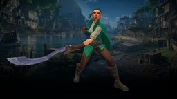 Stylized Human Female Corsair(Outfit) blood, rpg, pose, mmo, rts, water, rum, outfit, moba, handpainted, lowpoly, pirate, stylized, fantasy, human, sea