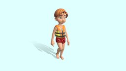 KEKOS Tropical Beach kid, tropical, boy, summer, beach, diver, character, cartoon, 3d, model, stylized, human, rigged, sea, kekos