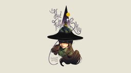 A Hat Full of Sky sculpt, hat, fanart, toon, flat, cover, 3dcoat, flatshaded, shadeless, outline, illustration, npr, character, handpainted, girl, book, hand-painted, witch, zbrush, stylized, characterdesign, c4d, magic, environment, noai, humanartist