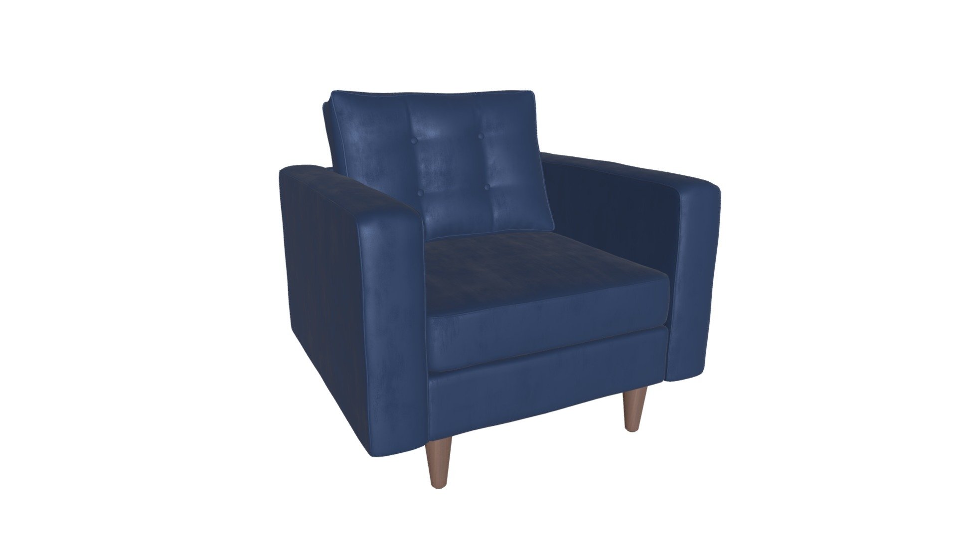 https://zuomod.com/puget-arm-chair-dark-blue-velvet

Mid-century modern simplicity. This luxurious armchair features a slim square profile and plush seat and back design. Accented button tufted back in matching upholstery fabric is finished with piping details to outside edges 3d model