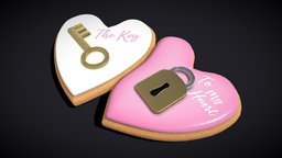 Key to my Heart Cookie food, cute, heart, other, fun, key, cookies, cookie, lock, valentine, love, valentines, day, vr, hearts, decor, models, year, sweets, miscellaneous, celebrate, celebration, heart-shaped, treats, various