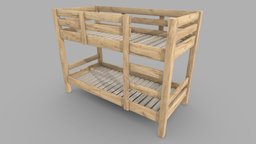 Bunk Bed Frame 1-1 room, modern, frame, wooden, style, bunk, bed, oak, sitting, sleep, sleeping, comfortable, indoor, travel, sharing, vacation, lifestyle, solution, resting, togetherness, growing, design, wood, interior