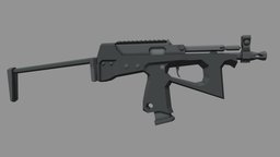 Low-poly PP-2000 firearm, russian, submachine-gun, pp2000, lowpoly