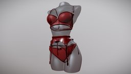 Sexy red mesh lingerie with garters pack