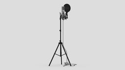 Rode Studio Microphone Stands with Filter music, stand, vray, studio, sound, musical, pop, accessories, broadcast, stage, classic, equipment, audio, record, mic, metal, professional, filter, microphone, voice, concert, cable, condenser, 3d, radio
