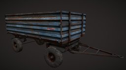 Tractor Trailer (Тракторный прицеп) vehicles, soviet, trailer, rust, russia, tractor, game-ready, low-poly, game, vehicle, lowpoly, gameasset