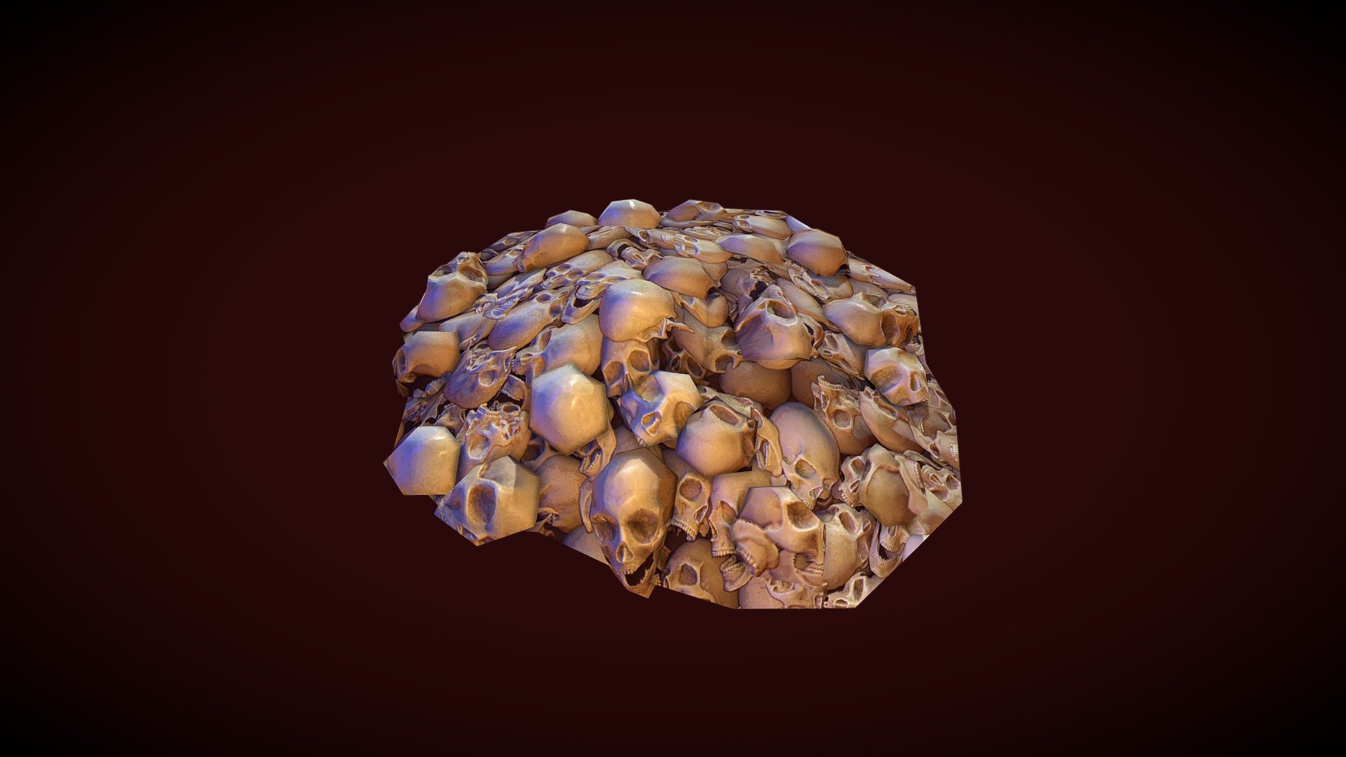 I made a Zbrush tileable texture practice for a tutorial, so I ended up with this, while there are some errors in textures and they are simple it looks great for a fixed camera game like Diablo or Starcraft (I believe) so feel free to download it and use the mesh and or the textures which are tileable, just set up the scale of the mesh for your game in your 3d :3 - Pile of Skulls - Download Free 3D model by Abimael Gonzalez (@abimaelgonzalez) 3d model