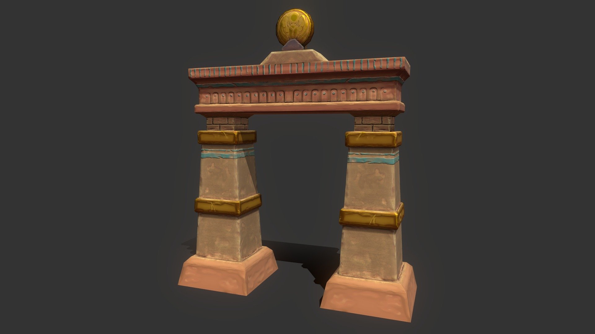 Further practice using Substance Painter to make hand painted PBR textures for this Egyptian inspired arch 3d model