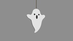 Cartoon Ghost on a String cute, toy, string, scary, cartoon, monster, ghost, halloween, spooky