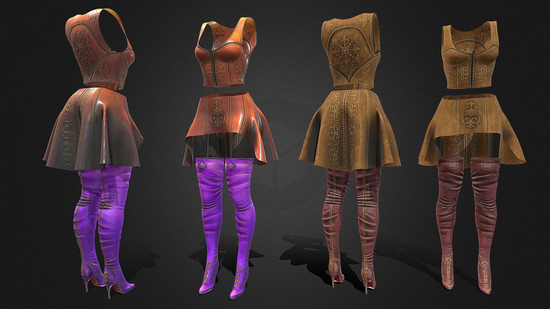 My goal was to create a modern armor infused with Enchian inspiration, embracing a stylized material and color palette. The concept embodies a powerful elven queen in the height of her reign, radiating strength. The armor seamlessly fuses stylized leather and gold components, thoughtfully tailored to accentuate her silhouette while amplifying her combat capabilities 3d model