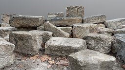 Group of stones ancient, column, pillar, roman, ashlar, photogrammetry, archaeology, polycam