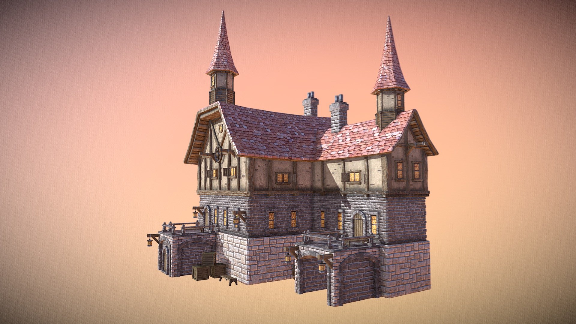 Game ready model - Cartoon House 4 - Buy Royalty Free 3D model by Dexsoft Games (@dexsoft-games) 3d model