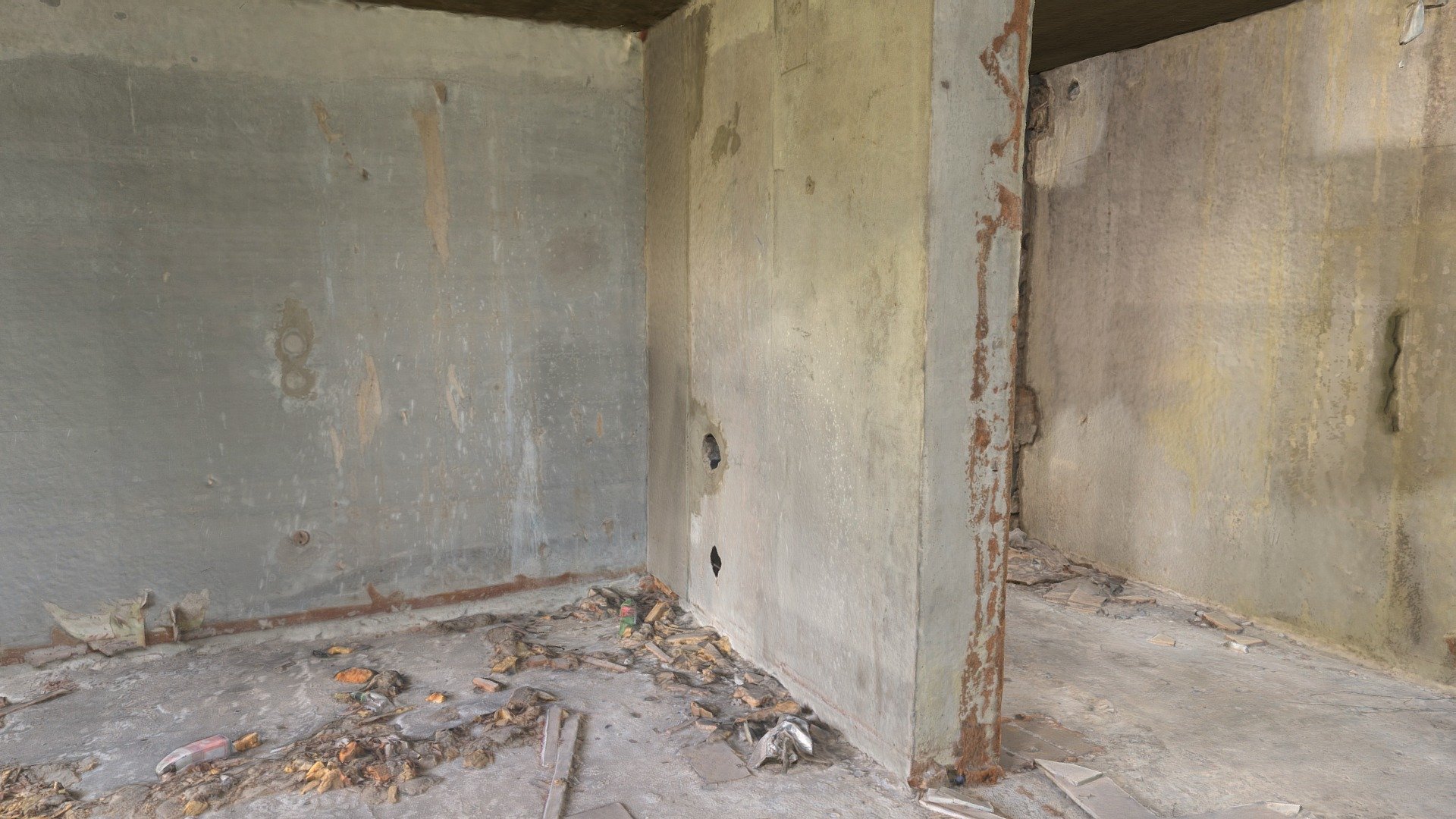 Creepy, old, derelict, abandoned room in a big apartment complex. 
Built in Soviet Latvia, USSR.
No windows, no doors, trash on the ground, no electricity 3d model