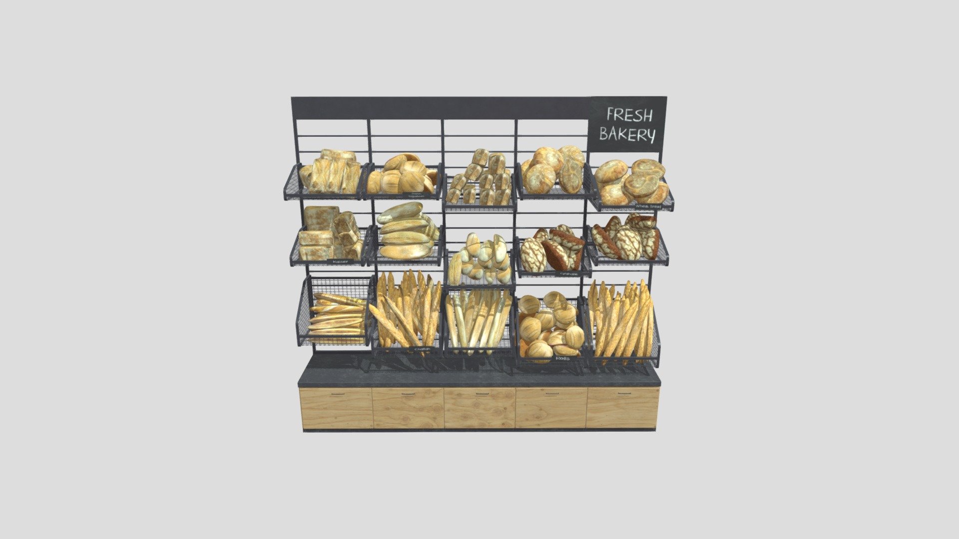 Highly detailed 3d models of&nbsp;store fixtures with all textures, shaders and materials. It is ready to use, just put it into your scene 3d model