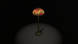 2018.267 Peony Floor Lamp with a Bamboo Base lamp, bronze, tiffany, stainedglass, floorlamp, stained-glass, peony, glass, tiffany_studios, staned_glass, favrile, clara-wolcott-driscoll, tiffany-studios